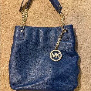 Michael Kors Blue Pebble Leather Hobo Style Bag